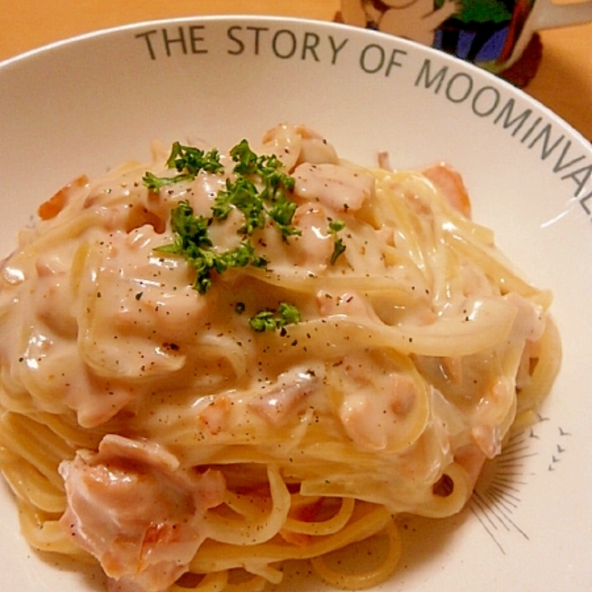 スモークサーモンのクリームパスタ ホワイトソース レシピ 作り方 By はちわれ413 楽天レシピ